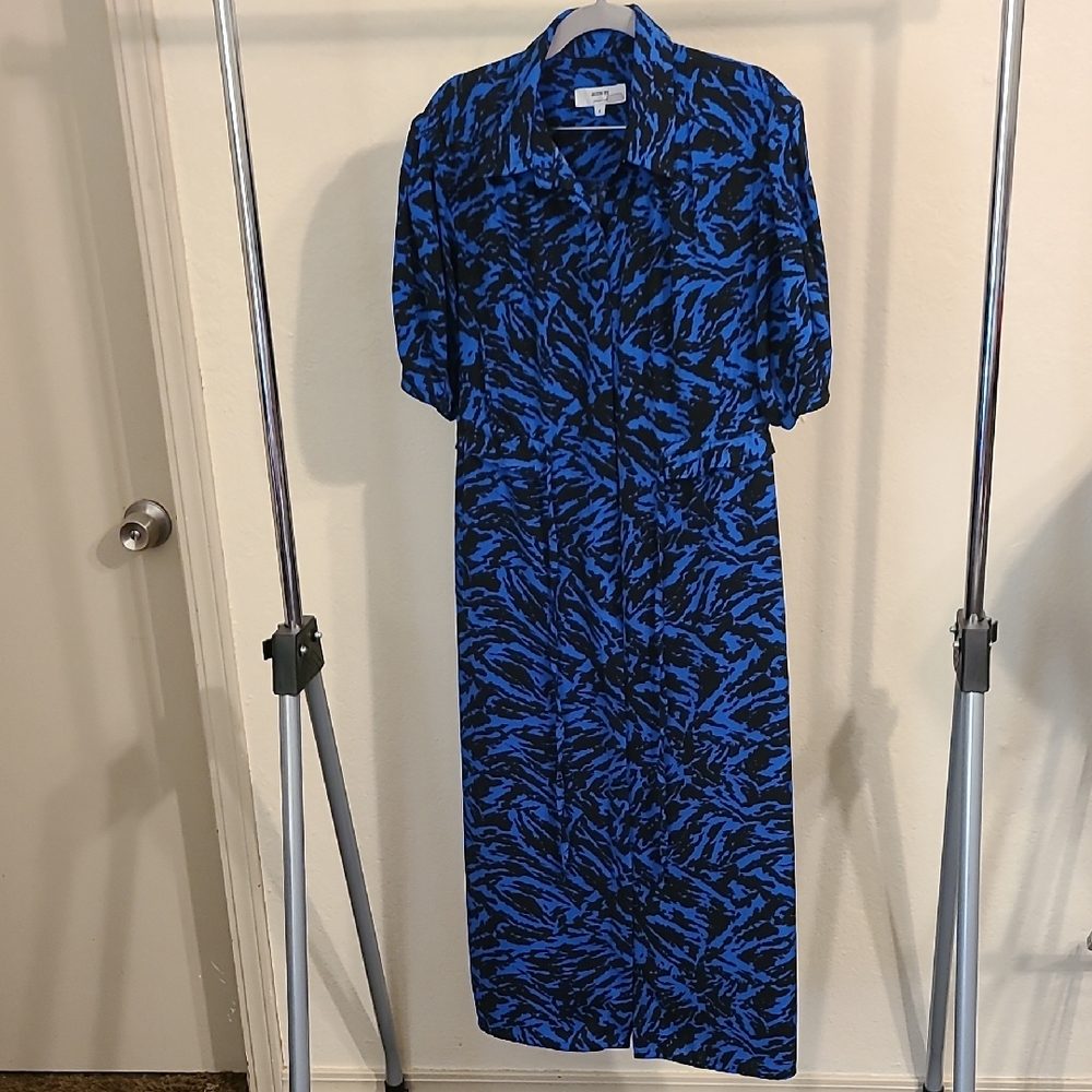Jason Wu Collective Vibrant Blue and Black Long Sleeve Dress Size 0